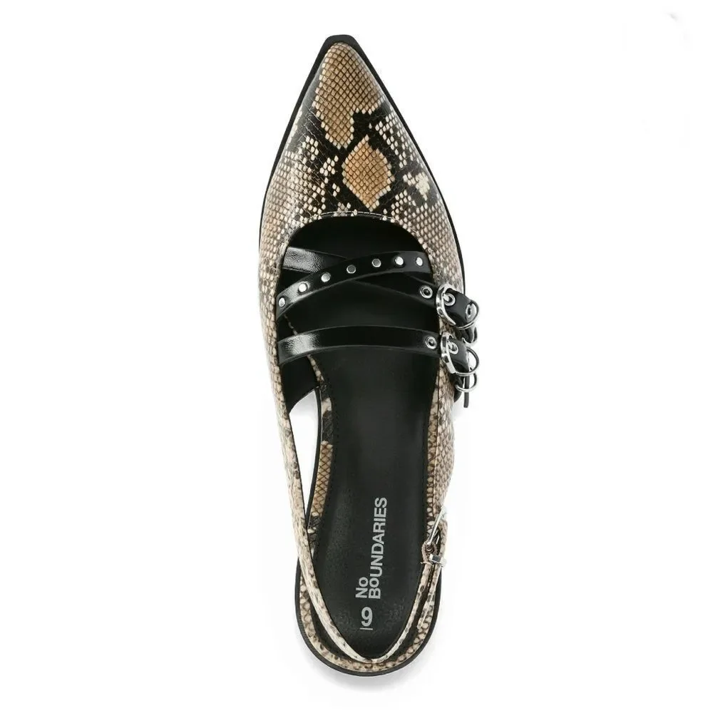 Women's Strappy Dressy Snakeskin Flats Shoes Size 9